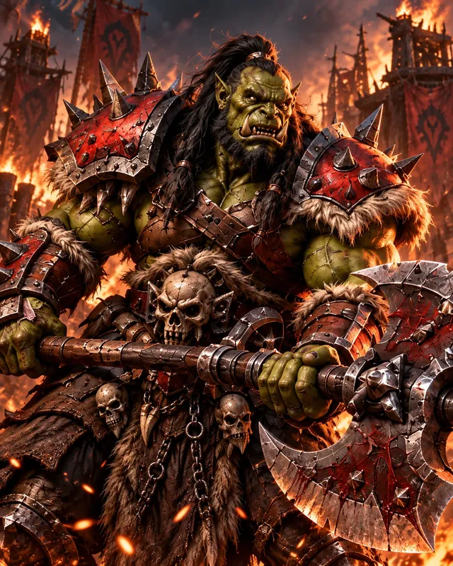 Orc Warlord, a heavily armored orc warrior concept for Hero Line Wars